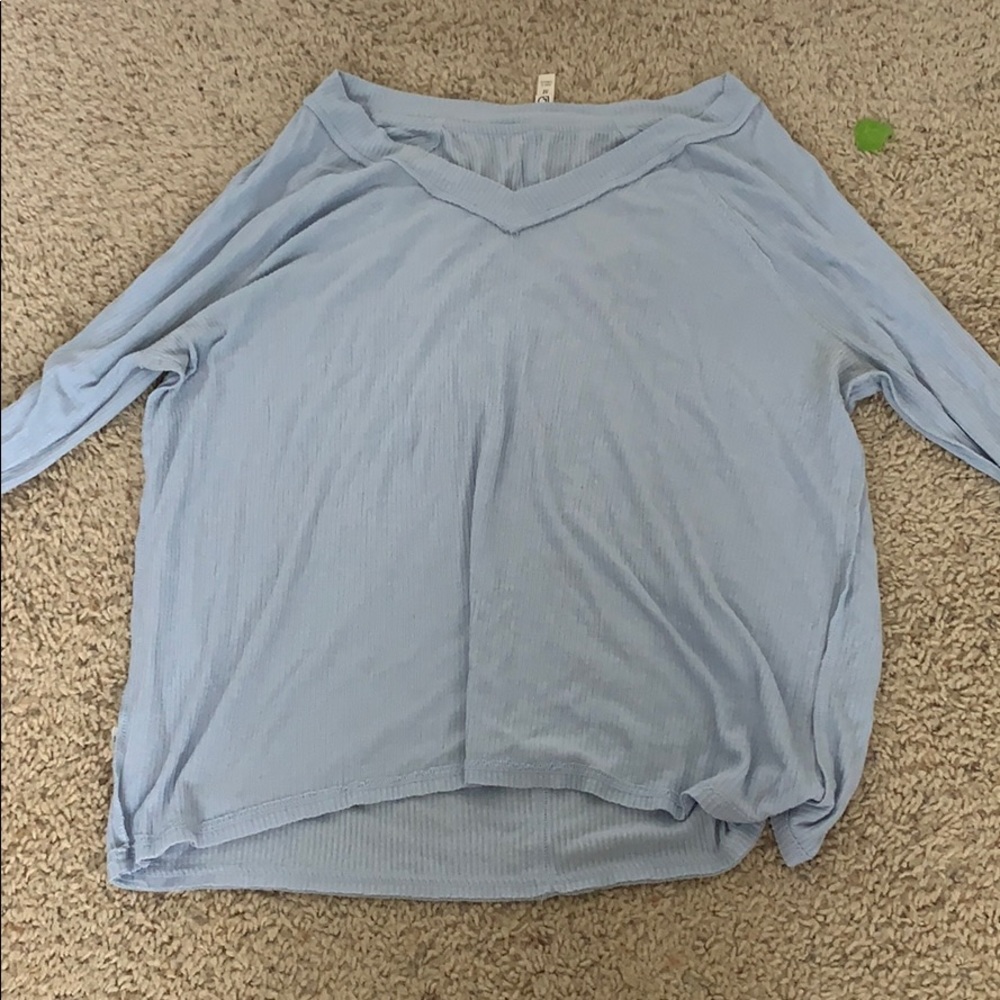 light blue waffle shirt
